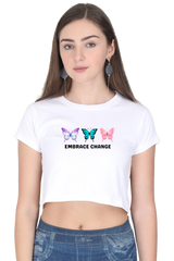 Embrace Change Butterfly Crop Top  White-XXL