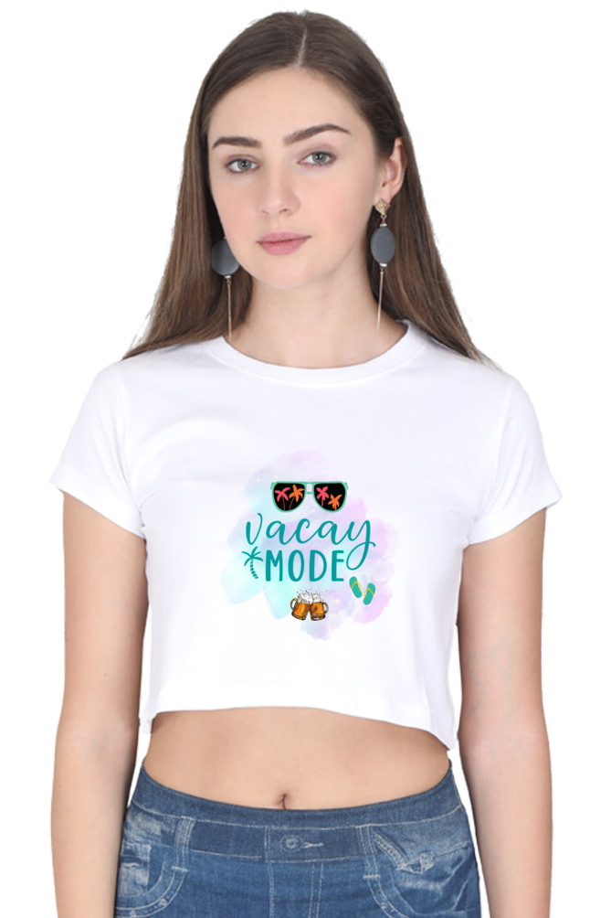 Vacay Mode Crop Top  White-XXL