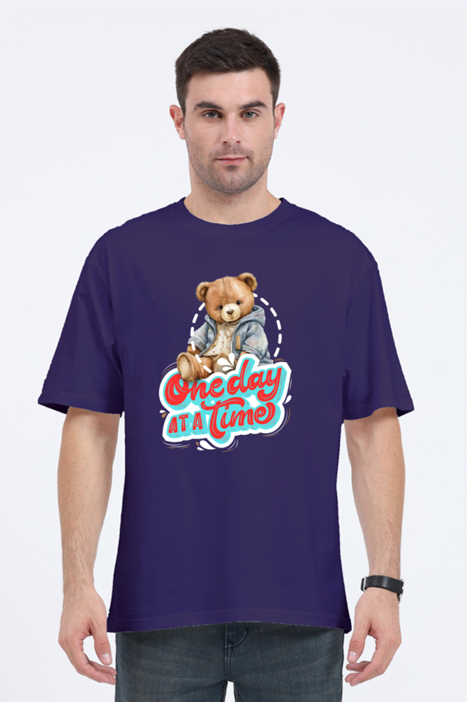 One Day at a Time Oversized T-Shirt  Purple-XXL