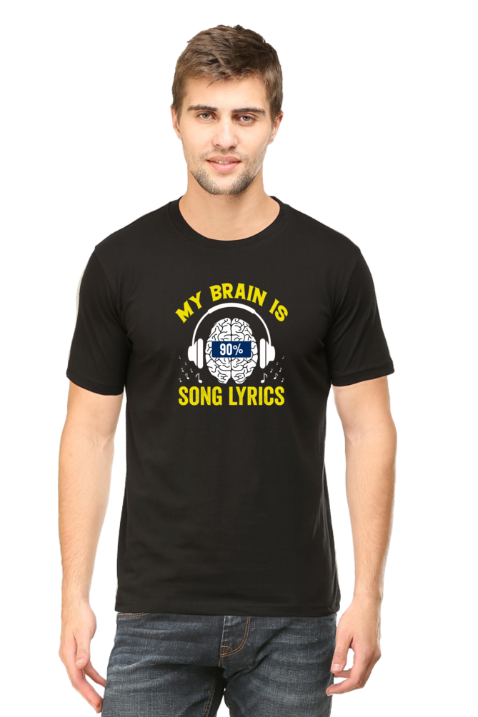 My Brain is 90% Song Lyrics Music T-Shirt  Black-XXL