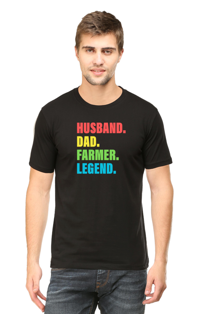 Husband Dad Farmer T-Shirt  Black-XXL