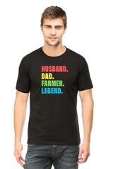 Husband Dad Farmer T-Shirt  Black-XXL