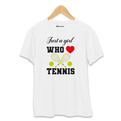 Just a Girl Who loves Tennis T-Shirt  White-XXL