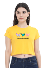 Embrace Change Butterfly Crop Top  Golden-Yellow-XXL