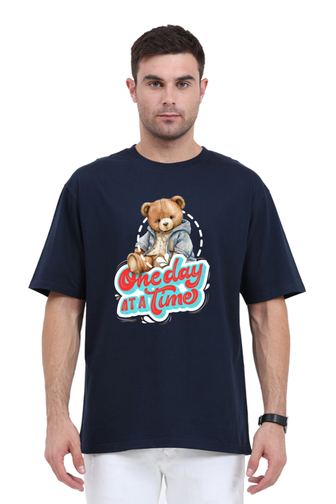 One Day at a Time Oversized T-Shirt  Navy-Blue-XXL