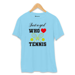 Just a Girl Who loves Tennis T-Shirt  SkyBlue-XXL