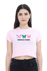 Embrace Change Butterfly Crop Top  Light-Baby-Pink-XXL