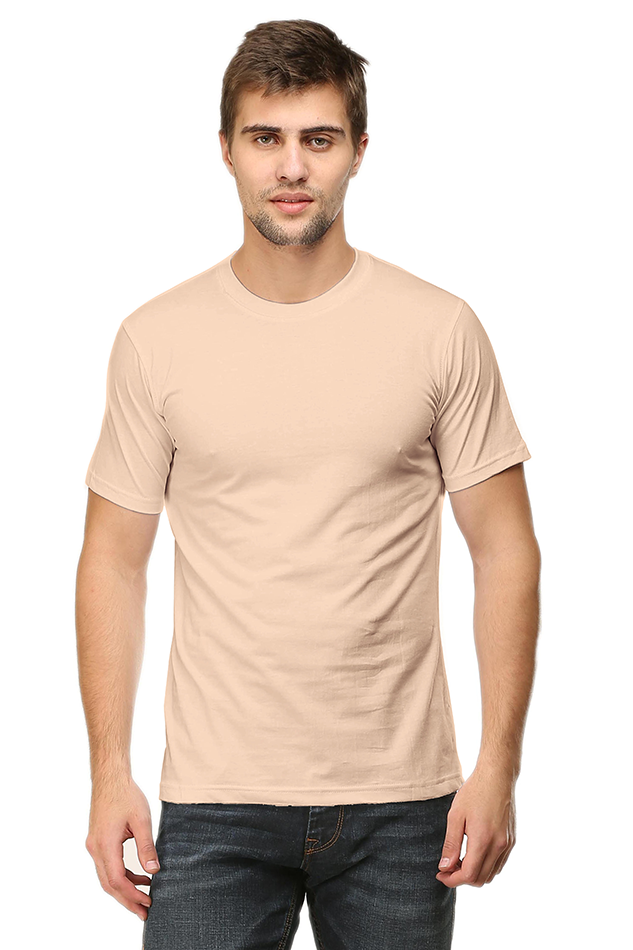 Peach Round Neck Plain T-Shirt 