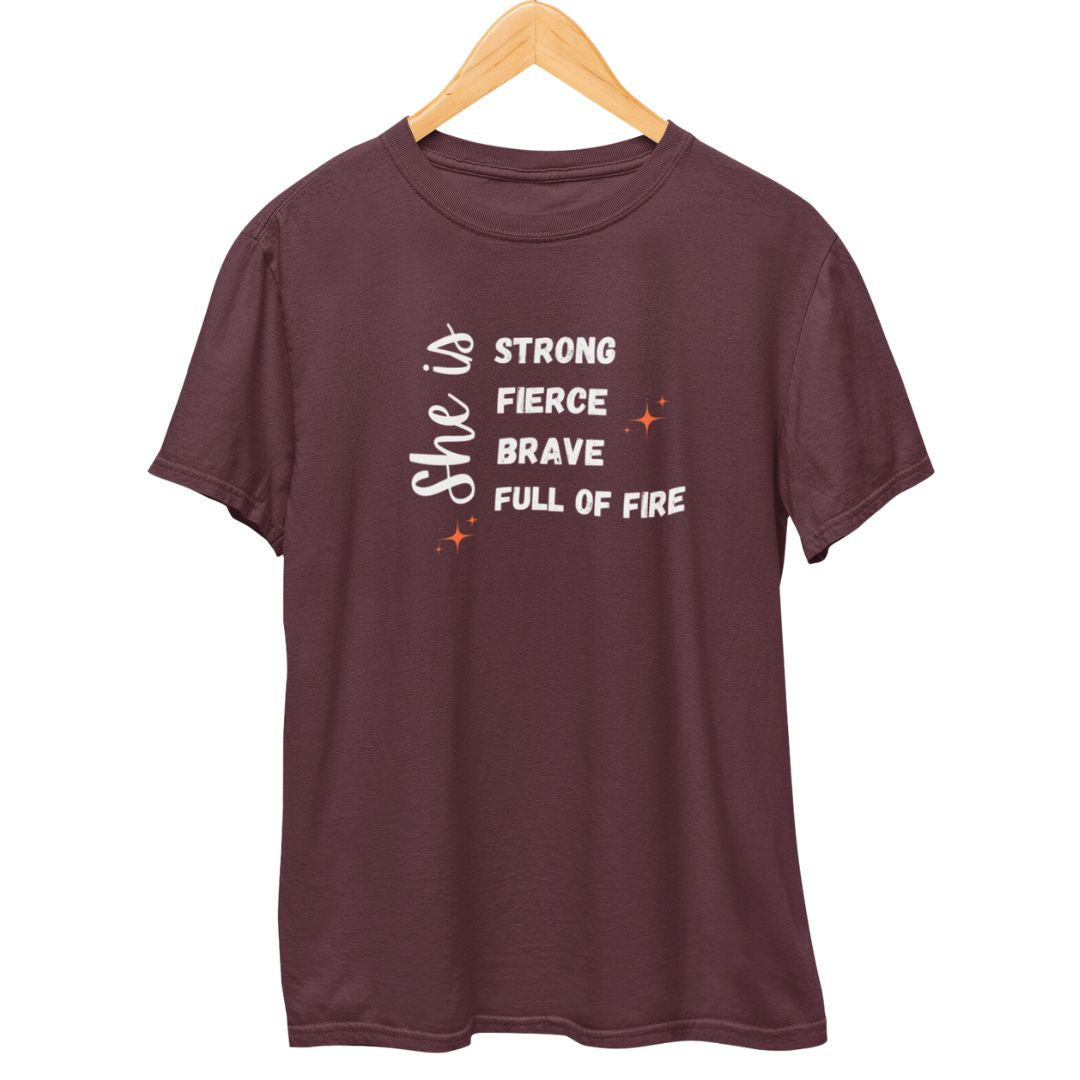 She is Strong Brave T-Shirt  Maroon-XXL