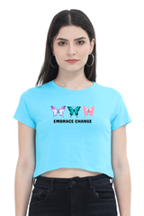 Embrace Change Butterfly Crop Top  SkyBlue-XXL