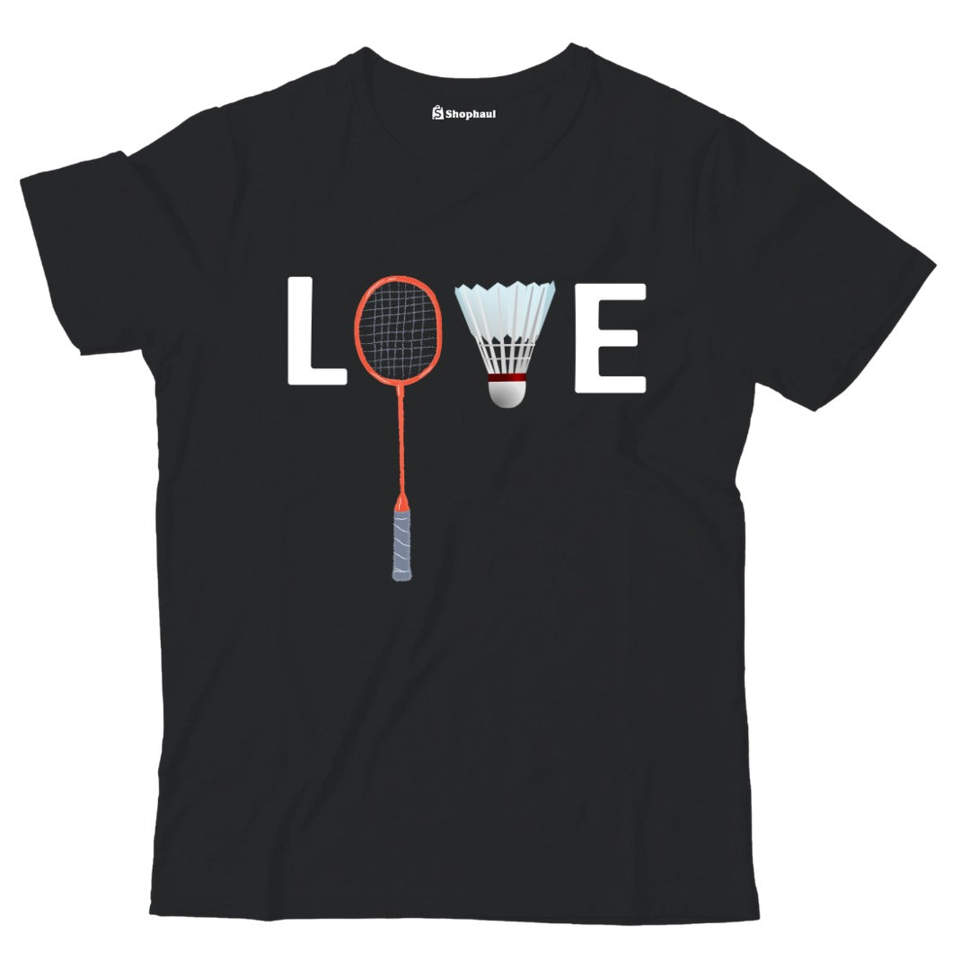 Kids Love Badminton T-Shirt  Black-13Yrs