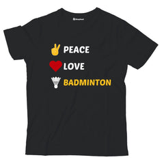 Kids Peace Love Badminton T-Shirt  Black-13Yrs