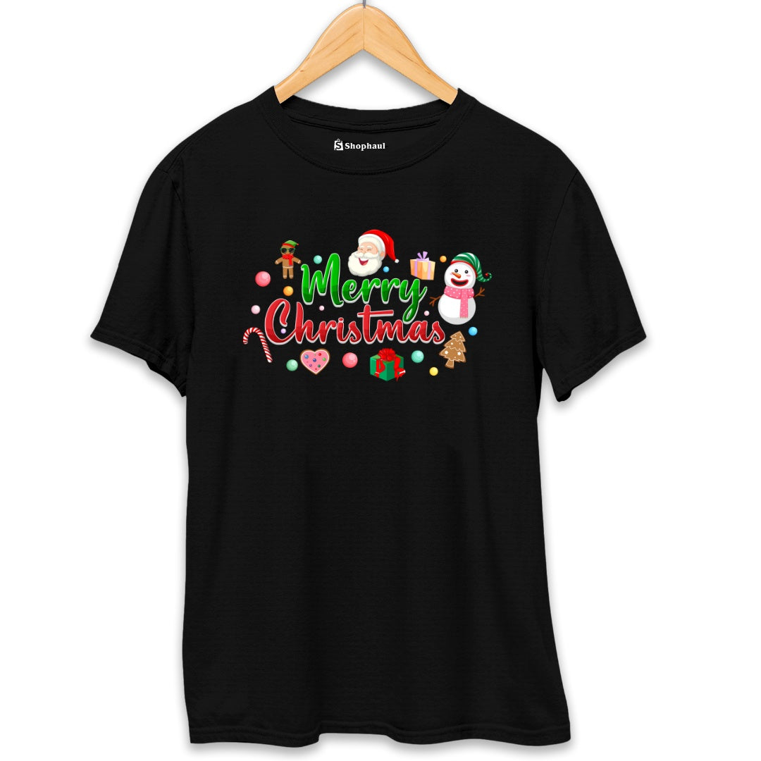 Christmas Santa Gift T-Shirt  Black-XXL