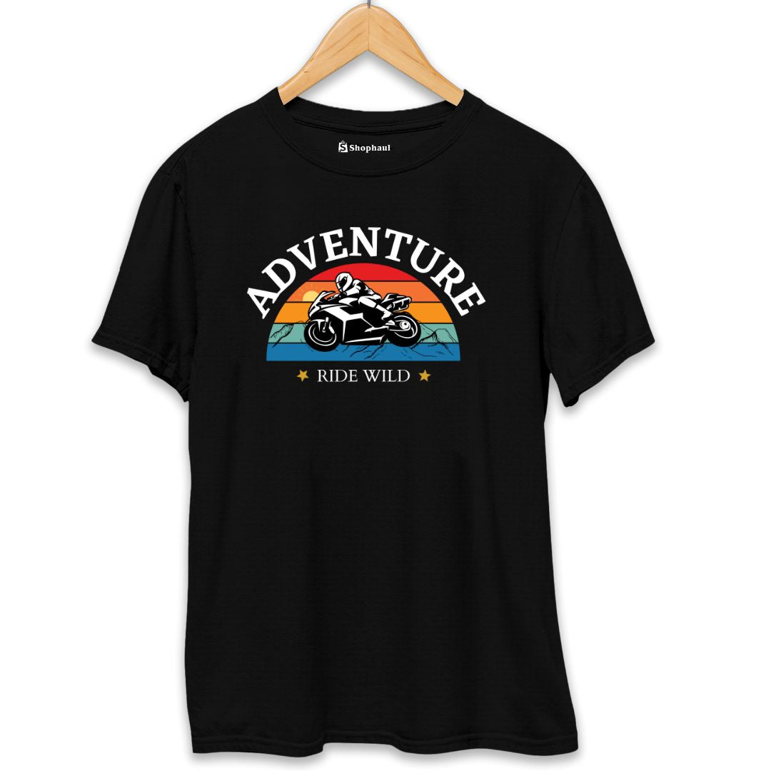 Adventure Wild Ride Biker T-Shirt  Black-XXL-46