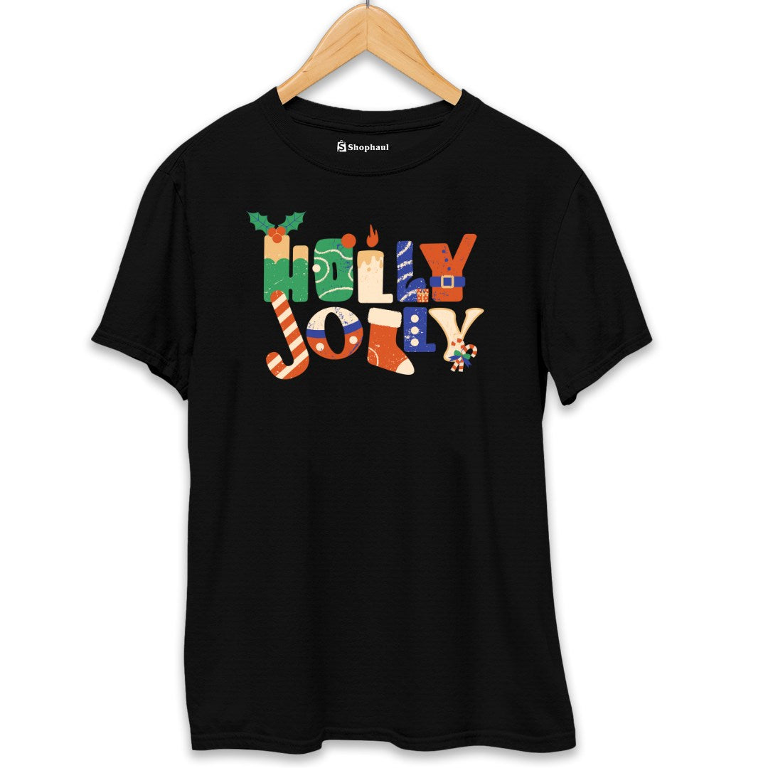 Holly Jolly Christmas T-Shirt  Black-XXL