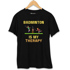 Badminton is My Therapy T-Shirt  Black-XXL