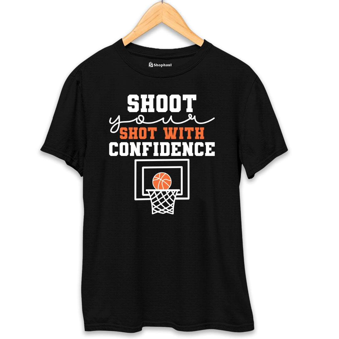 Shoot your Shot with Confidance Basketball T-Shirt  Black-XXL