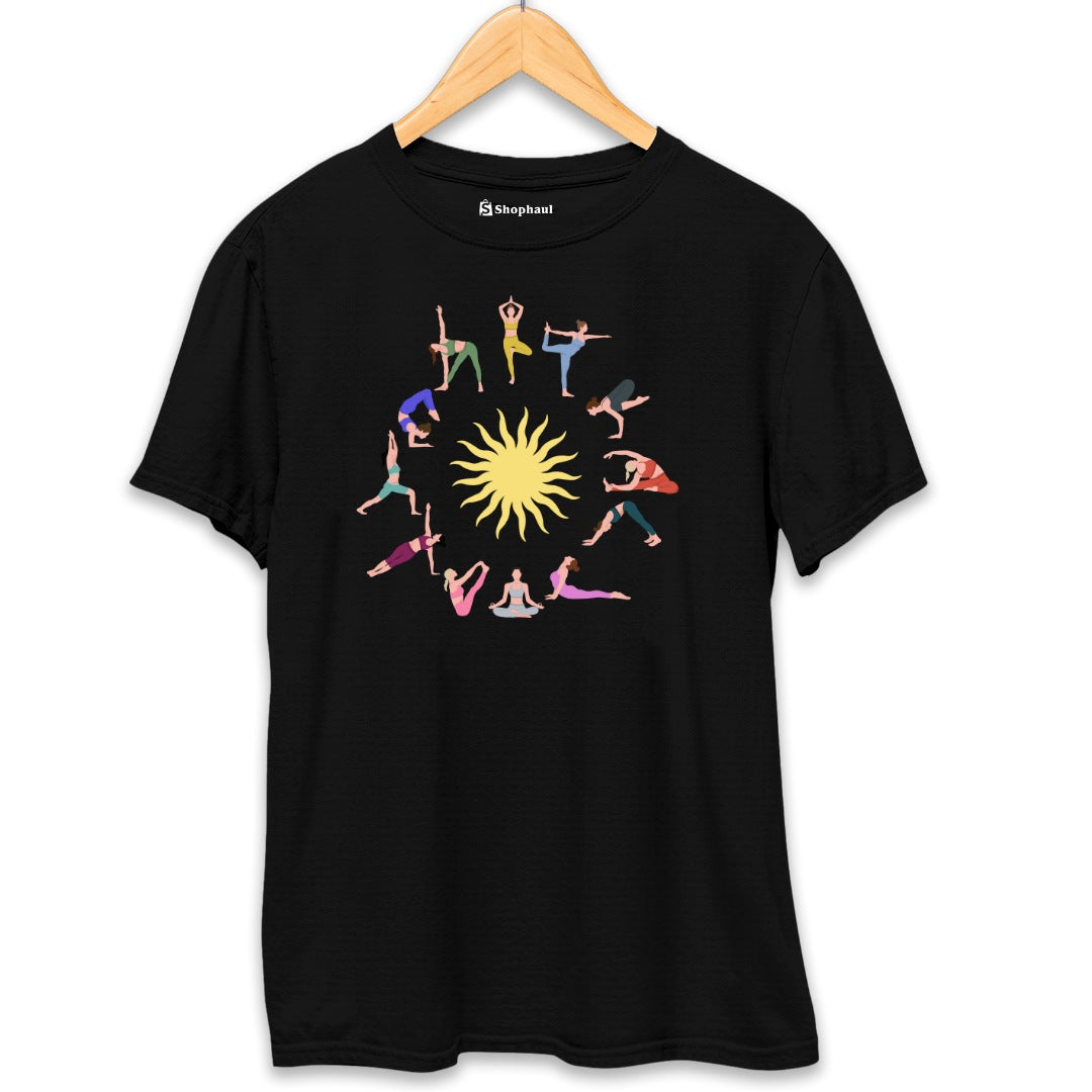 Surya Namskar Yoga T-Shirt  Black-XXL