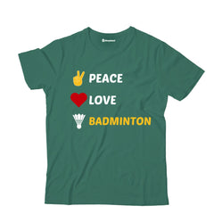 Kids Peace Love Badminton T-Shirt  Bottle-Green-13Yrs