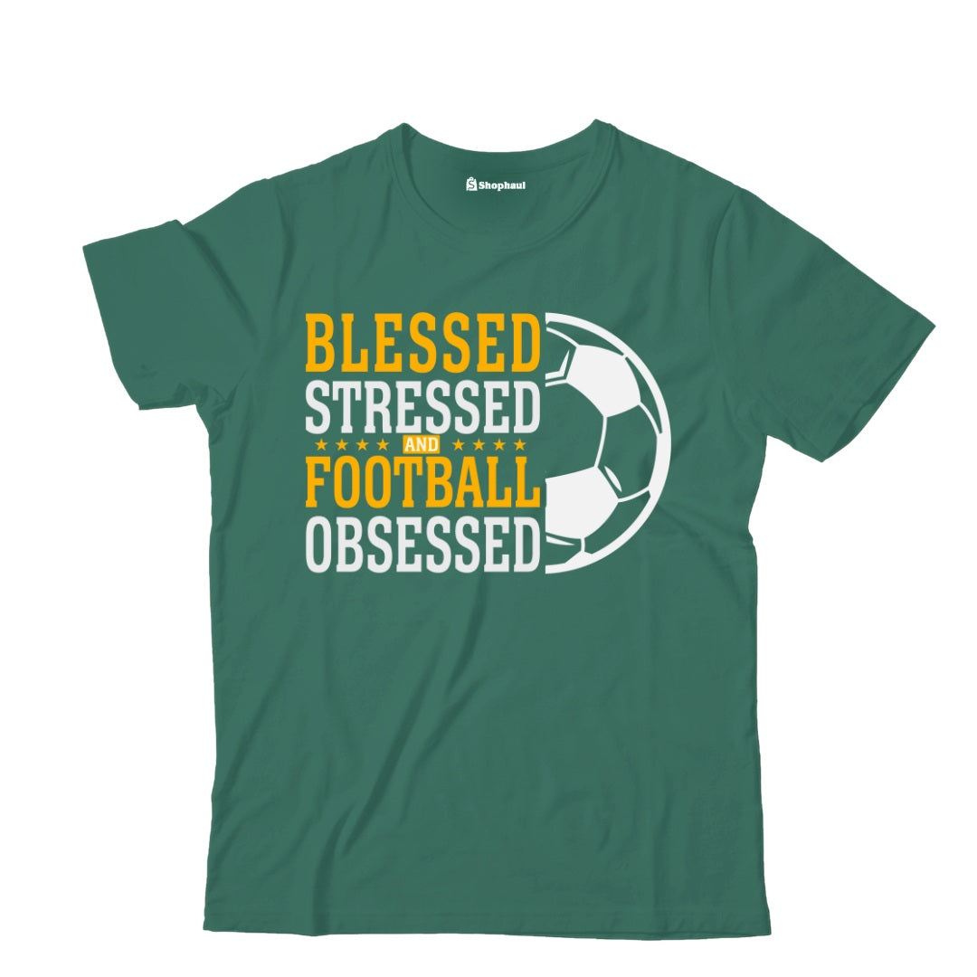 Kids Stressed Blessed Football T-Shirt 