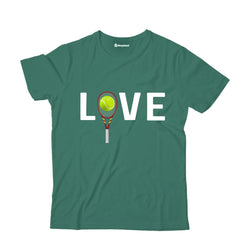 Kids Love Tennis T-Shirt  Bottle-Green-13Yrs