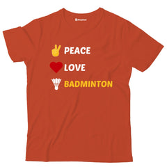 Kids Peace Love Badminton T-Shirt  Brick-Red-13Yrs