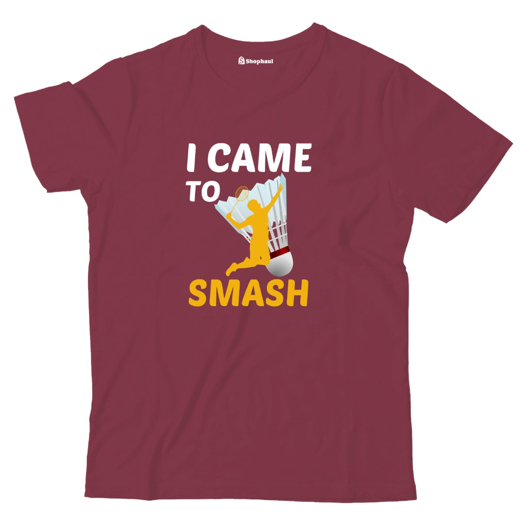 Kids I came to Smash Badminton T-Shirt  Maroon-13Yrs