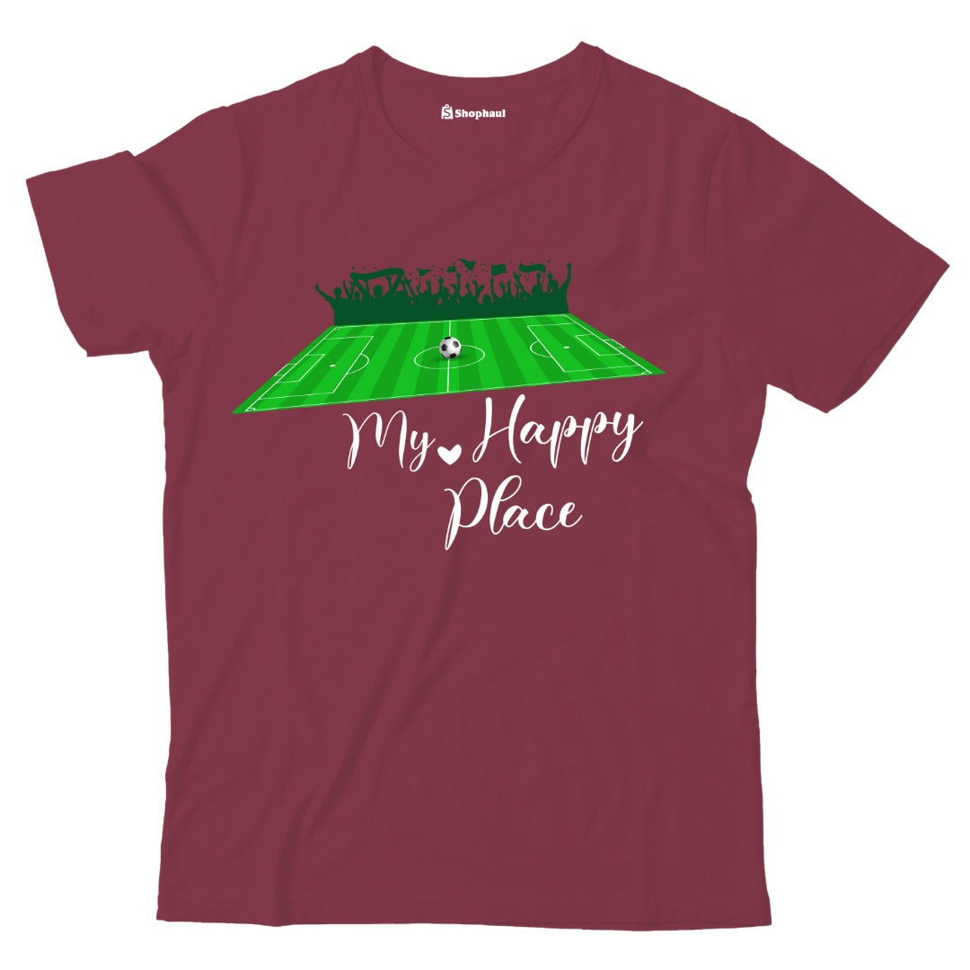 Kids My Happy Place Football T-Shirt  Maroon-13Yrs