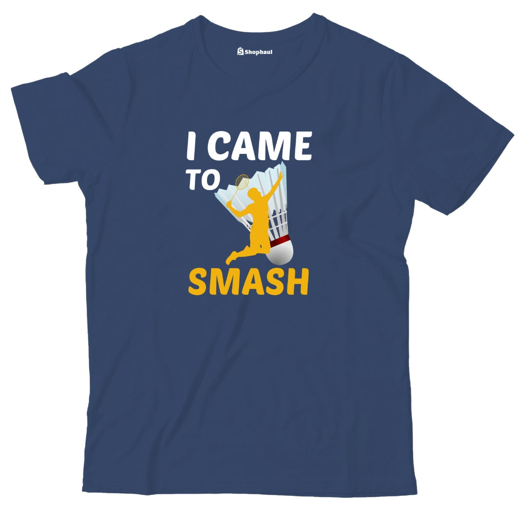 Kids I came to Smash Badminton T-Shirt  Navy-Blue-13Yrs