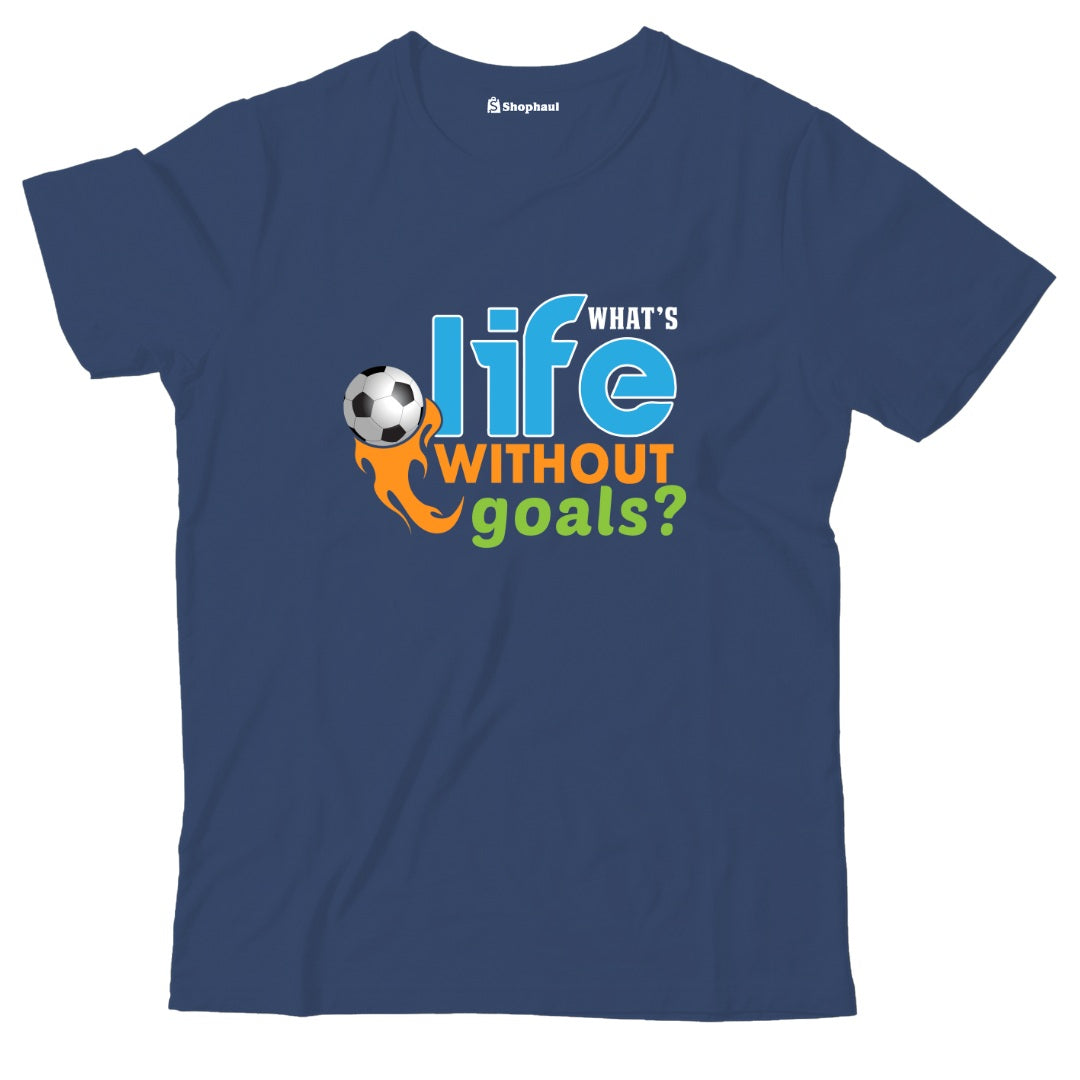 Kids What's Life without Goal T-Shirt  Navy-Blue-13Yrs