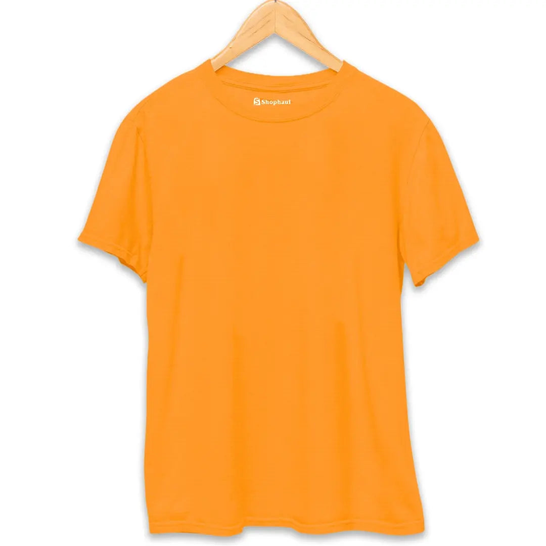 Orange Round Neck Plain Tshirt The Shophaul