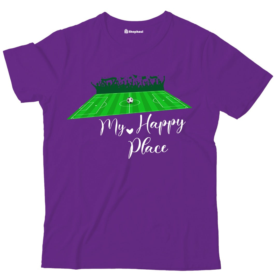 Kids My Happy Place Football T-Shirt  Purple-13Yrs