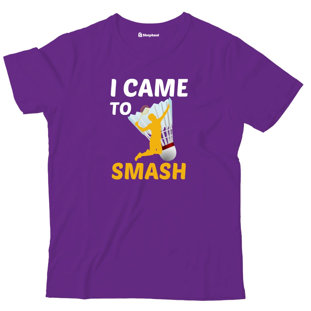 Kids I came to Smash Badminton T-Shirt  Purple-13Yrs