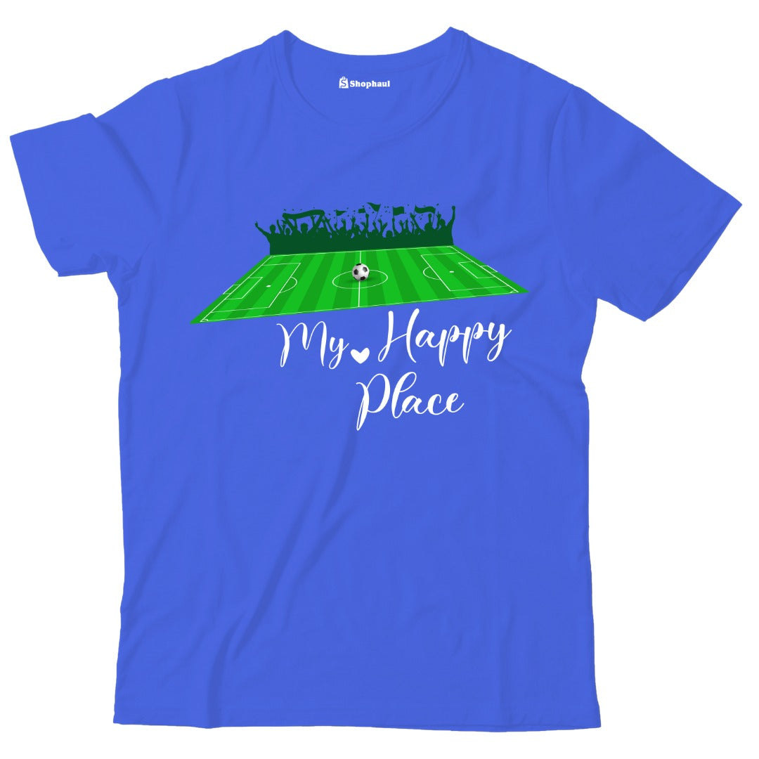 Kids My Happy Place Football T-Shirt  Royal-Blue-13Yrs