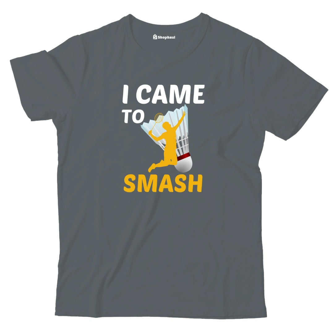 Kids I came to Smash Badminton T-Shirt  Steel-Grey-13Yrs