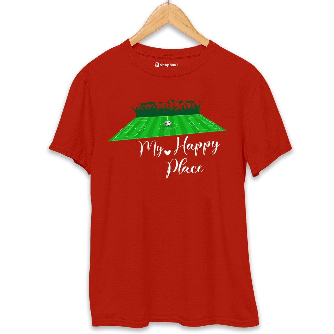 My Happy Place Football T-Shirt  Brick-Red-XXL