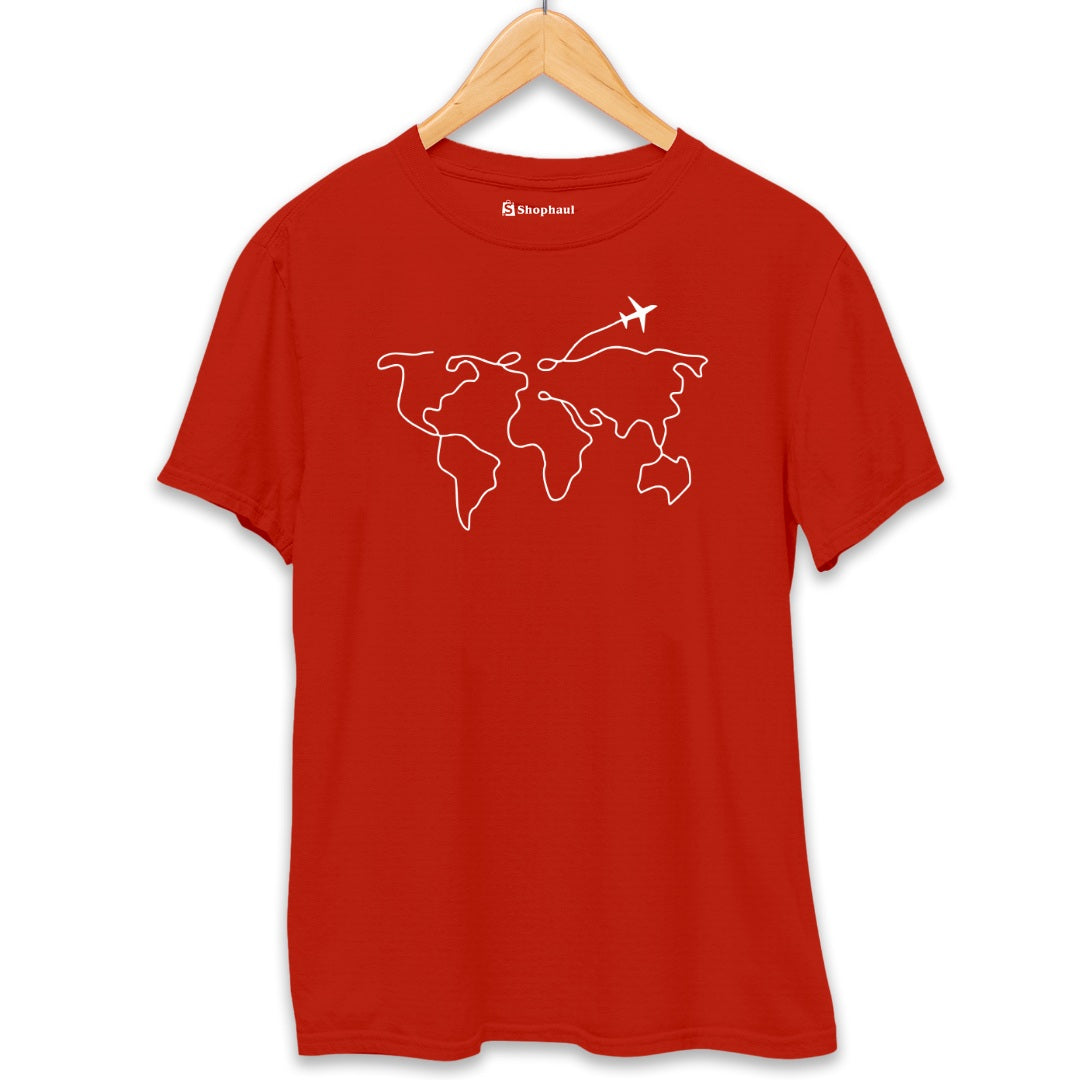 World Travel T-Shirt  Brick-Red-XXL