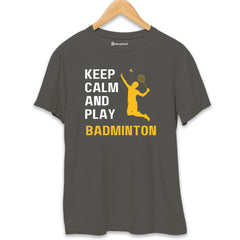 Keep Calm and Play Badminton T-Shirt  Charcoal-Melange-XXL