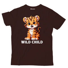 Kids Wild Child Tiger T-Shirt  Coffee-Brown-13Yrs