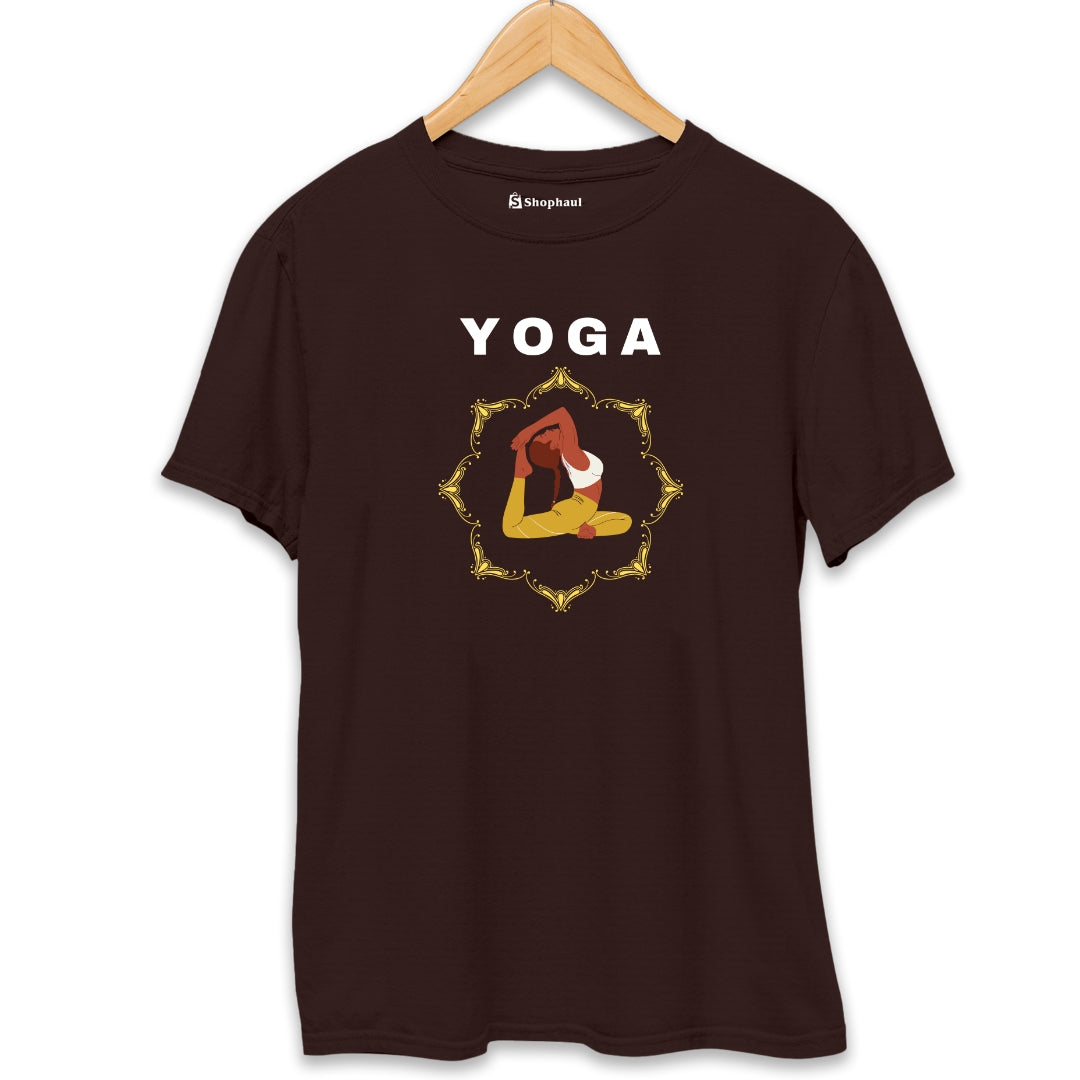 Yoga Asana T-Shirt  Coffee-Brown-XXL