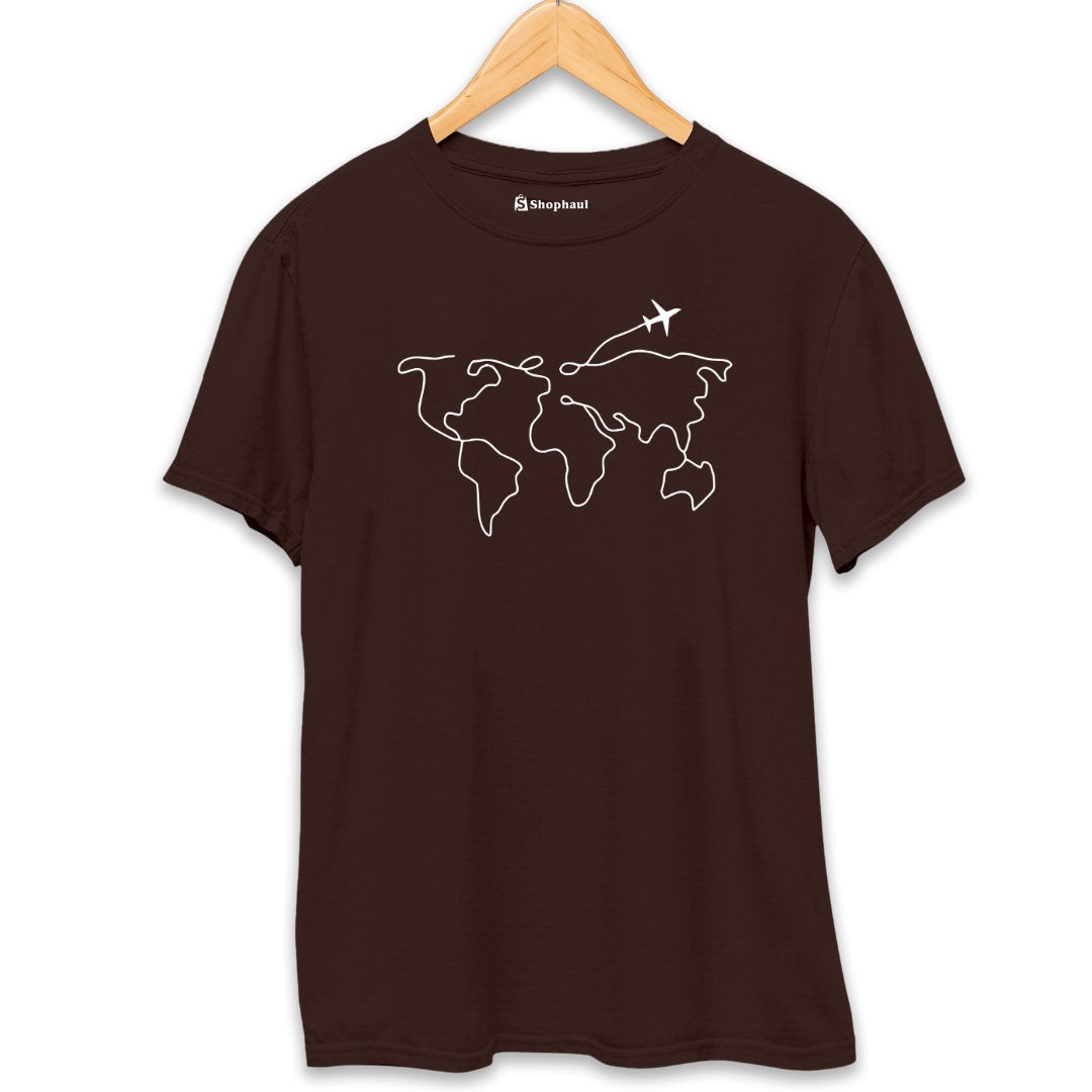 World Travel T-Shirt  Coffee-Brown-XXL