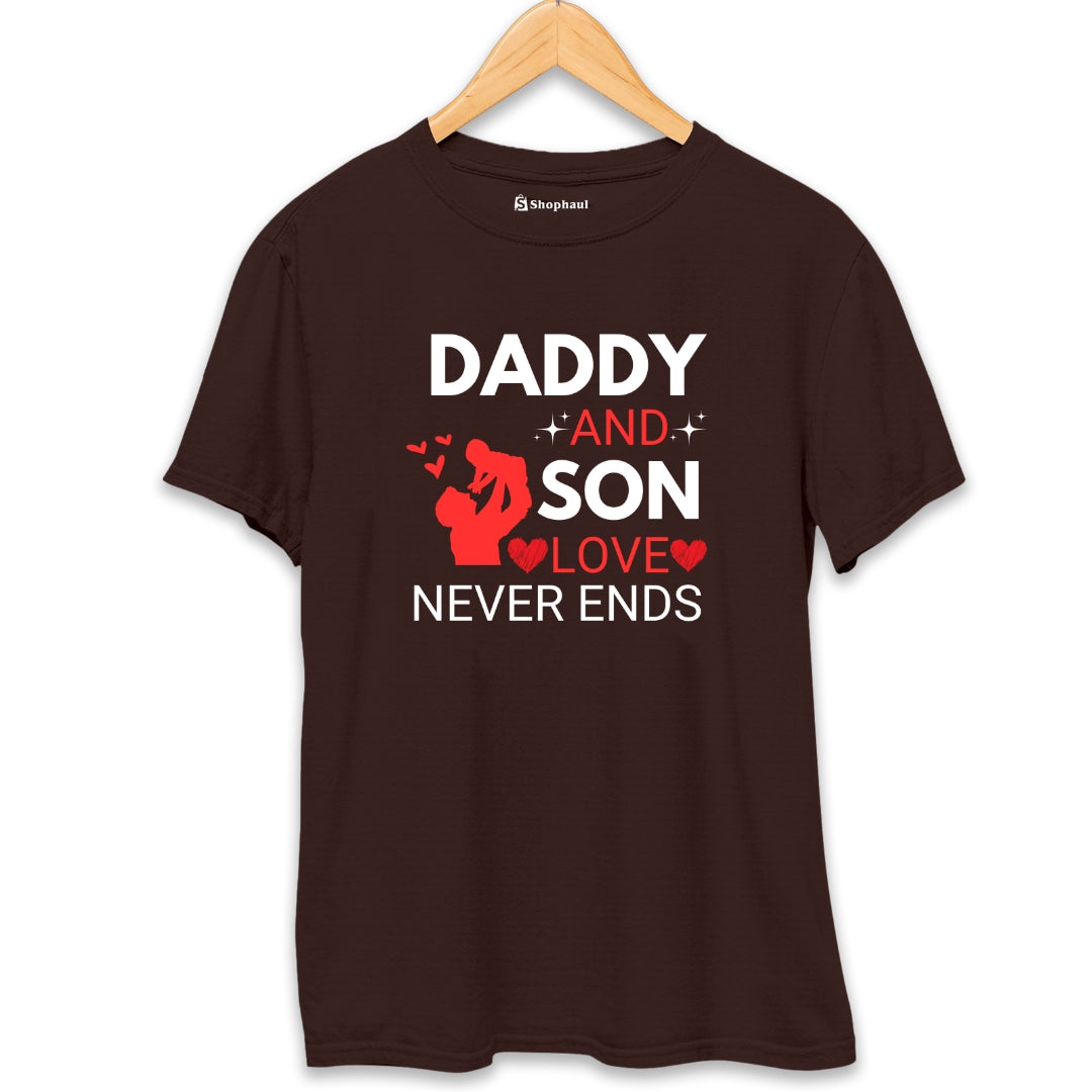 Dad Son Love Never Ends T-Shirt  Coffee-Brown-XXL