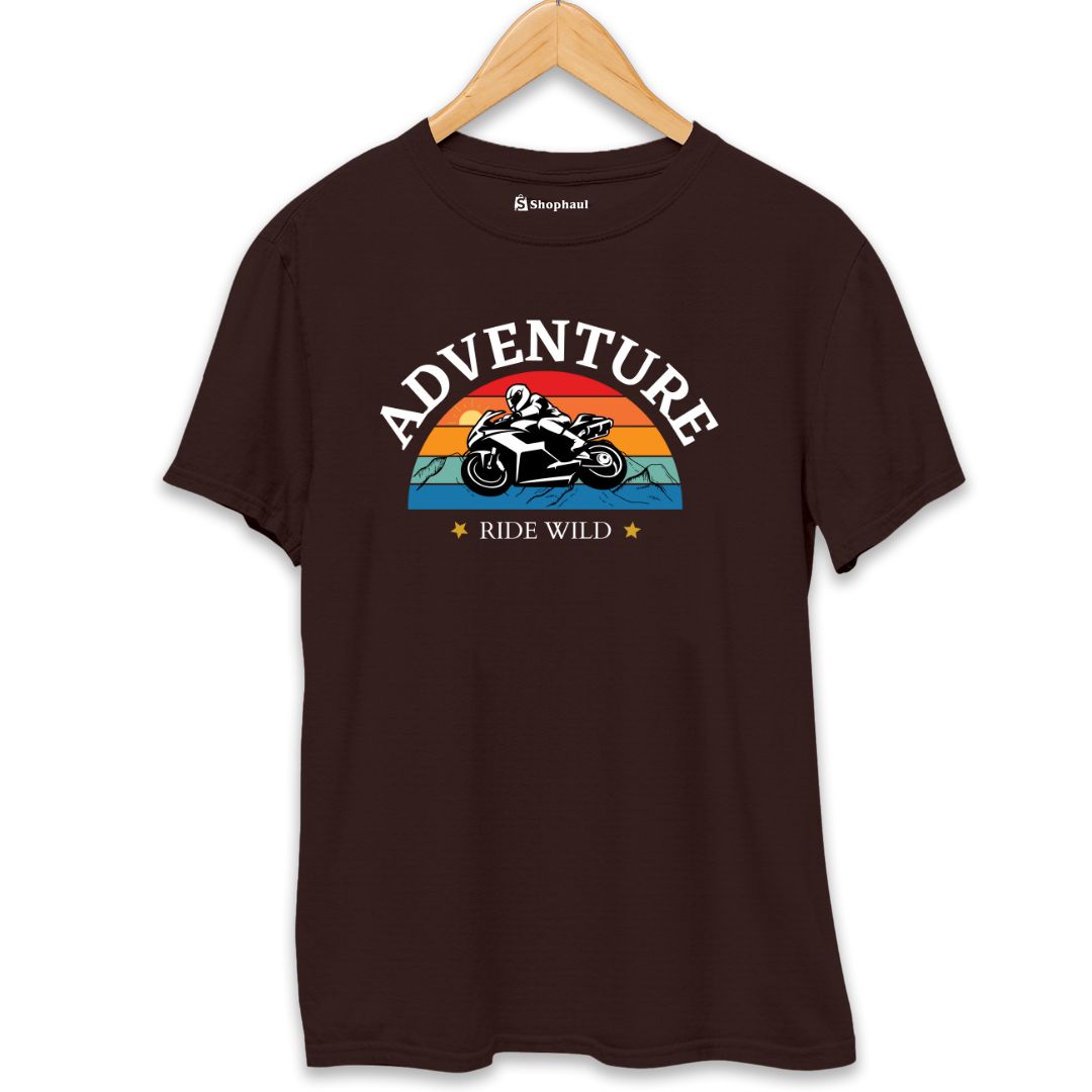 Adventure Wild Ride Biker T-Shirt  Coffee-Brown-XXL-46