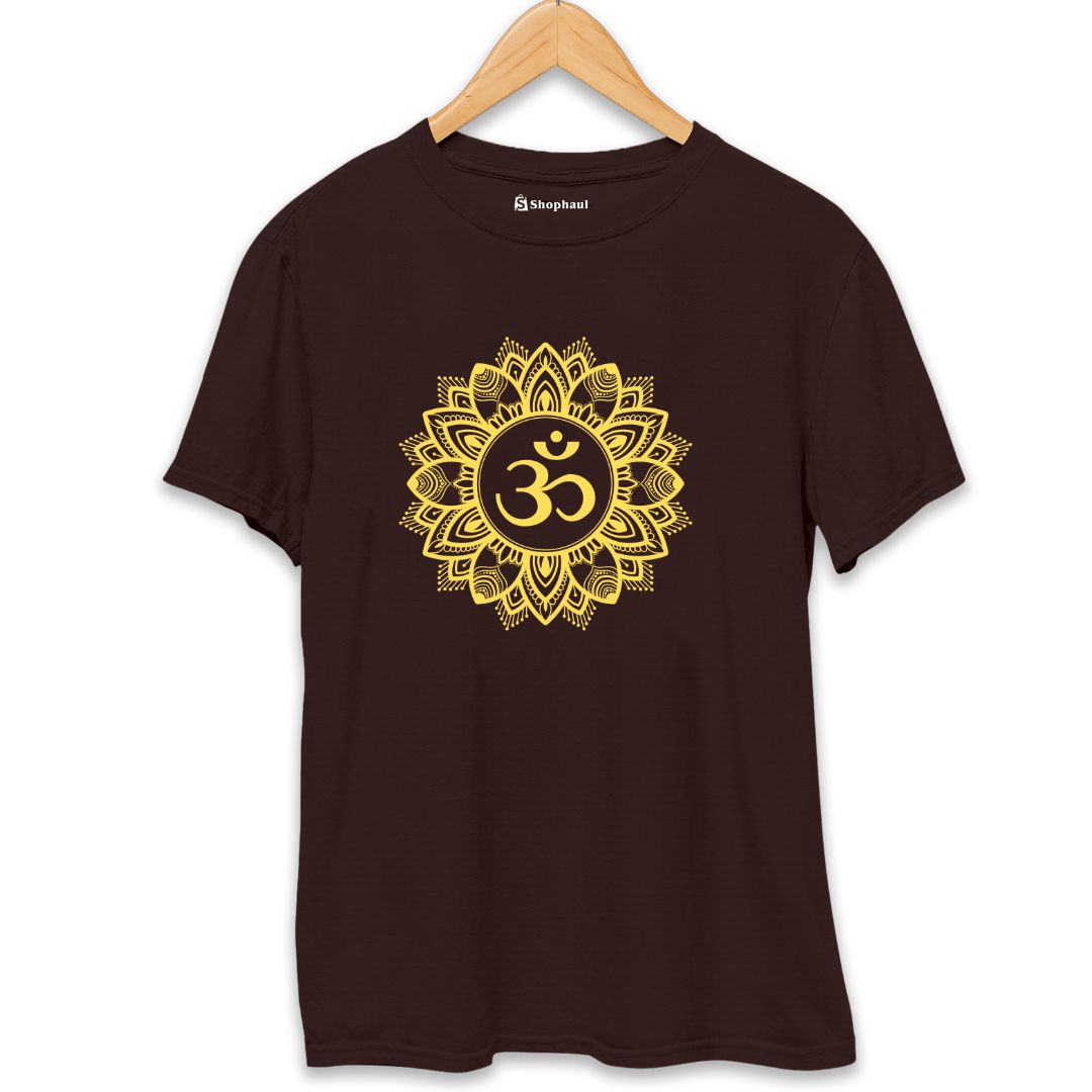 Om Rangoli Yoga T-Shirt  Coffee-Brown-XXL