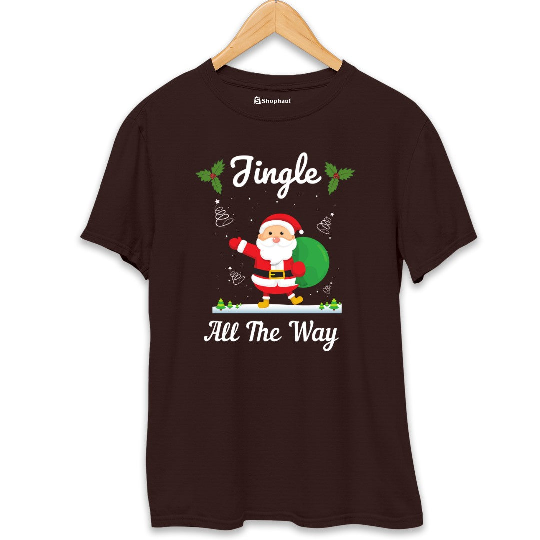 Jingle All The Way Christmas T-Shirt  Coffee-Brown-XXL