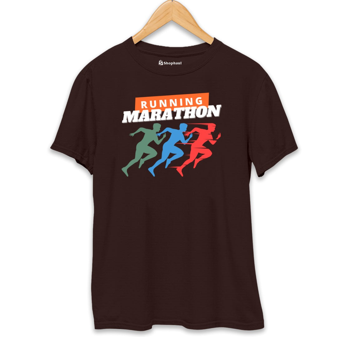 Running Marathon T-Shirt  Coffee-Brown-XXL