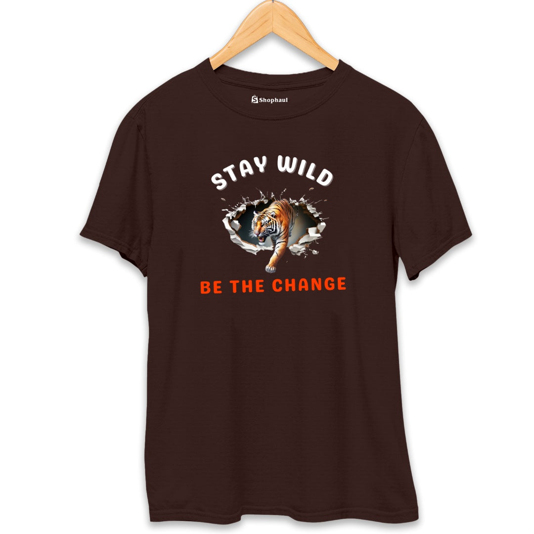 Stay Wild Tiger T-Shirt  Coffee-Brown-XXL