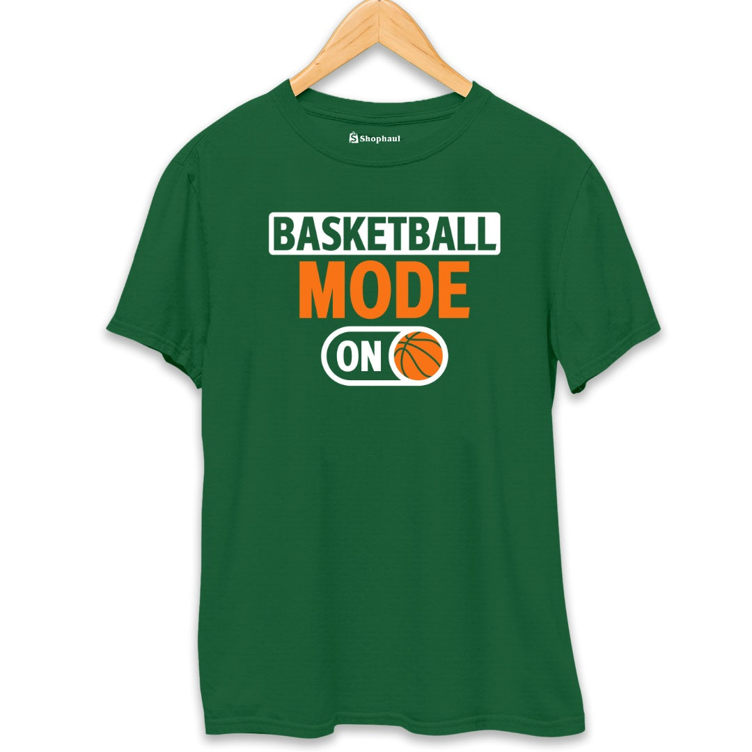 Basketball Mode On T-Shirt  Bottle-Green-XXL