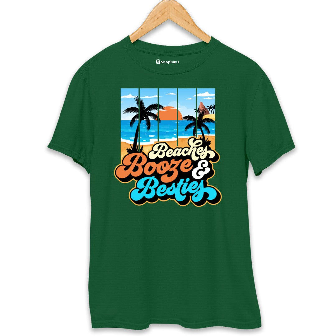 Beaches Besties T-Shirt  Bottle-Green-XXL