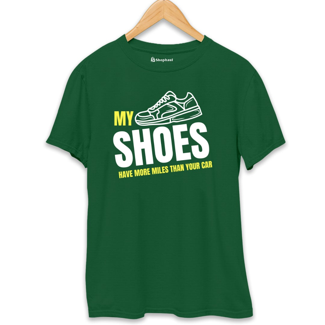 My Shoes Have More Miles Running T-Shirt  Bottle-Green-XXL